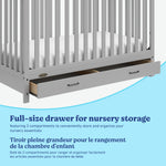 Benton pebble gray crib with drawer storage callout