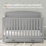 Benton pebble gray crib with drawer style callout