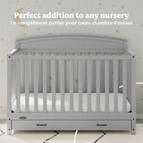 Benton pebble gray crib with drawer style callout