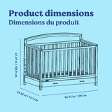 Benton crib with drawer line drawing with dimensions