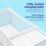 Remi white crib and changer changing table callout