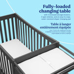 Remi gray crib and changer changing table callout