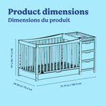 Remi crib and changer line drawing with dimensions