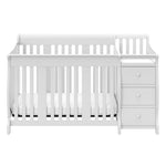 Front view of White crib and changer