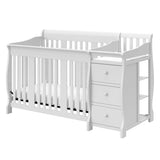 White crib and changer angled