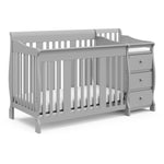Pebble gray crib and changer angled