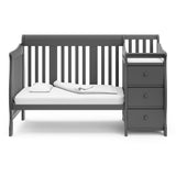 gray crib and changer in toddler bed conversion