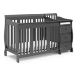gray crib and changer angled
