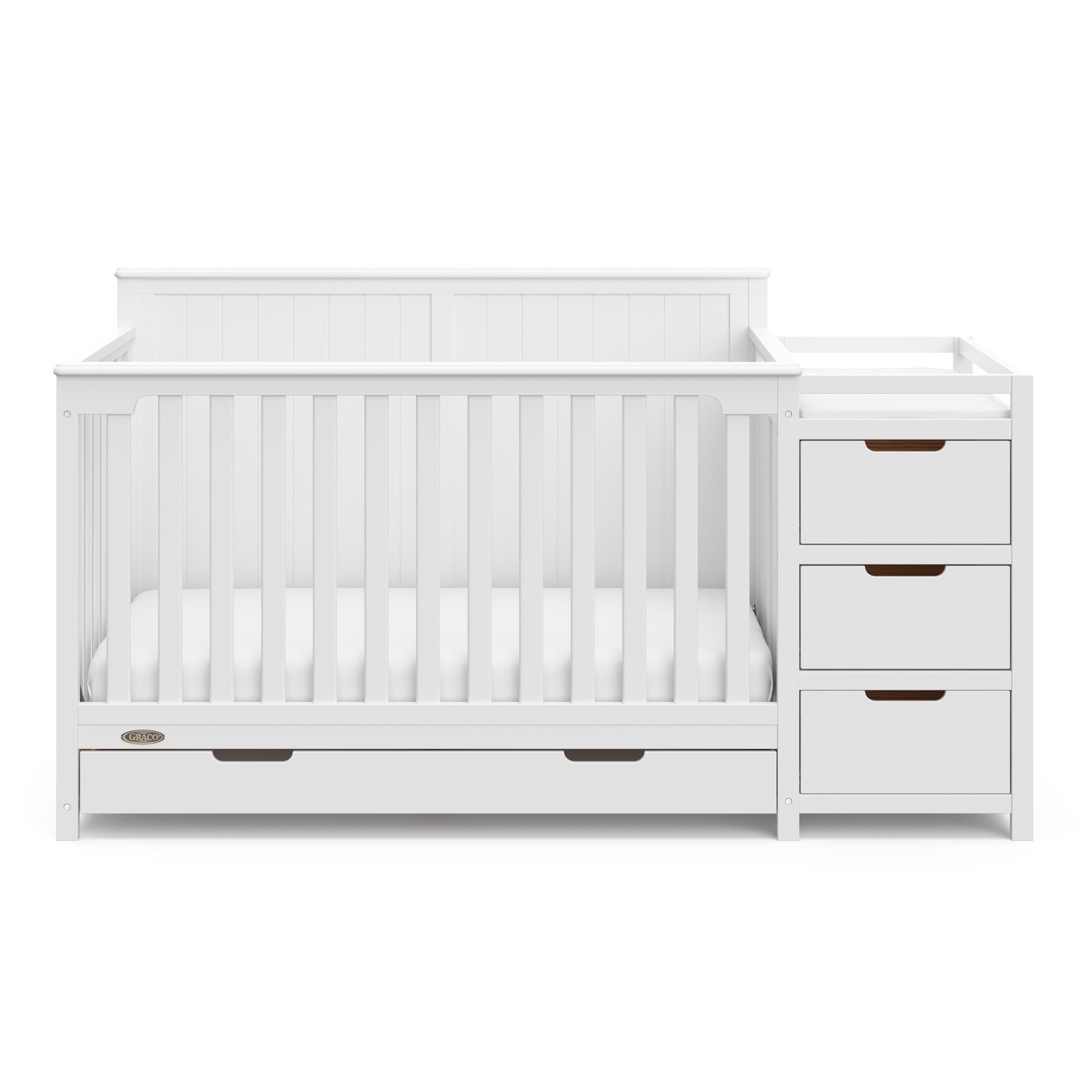 Graco Hadley 5-in-1 Convertible Crib and Changer with Drawer in White front view