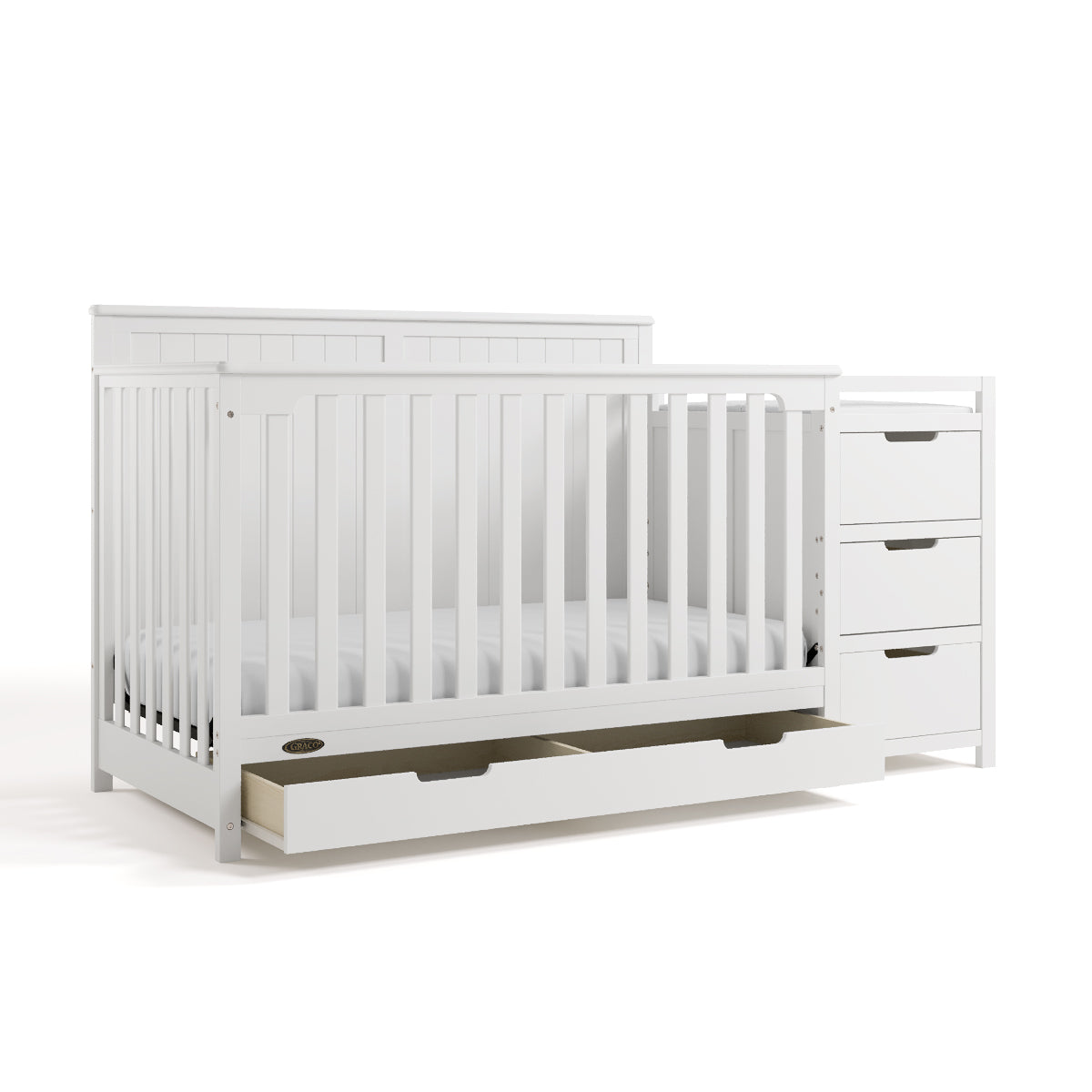 Graco Hadley 5-in-1 Convertible Crib and Changer with Drawer in White
angled view