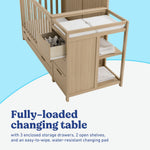 Hadley driftwood crib and changer with drawer changing table callout