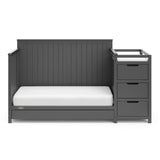 gray crib and changer with drawer in toddler bed conversion