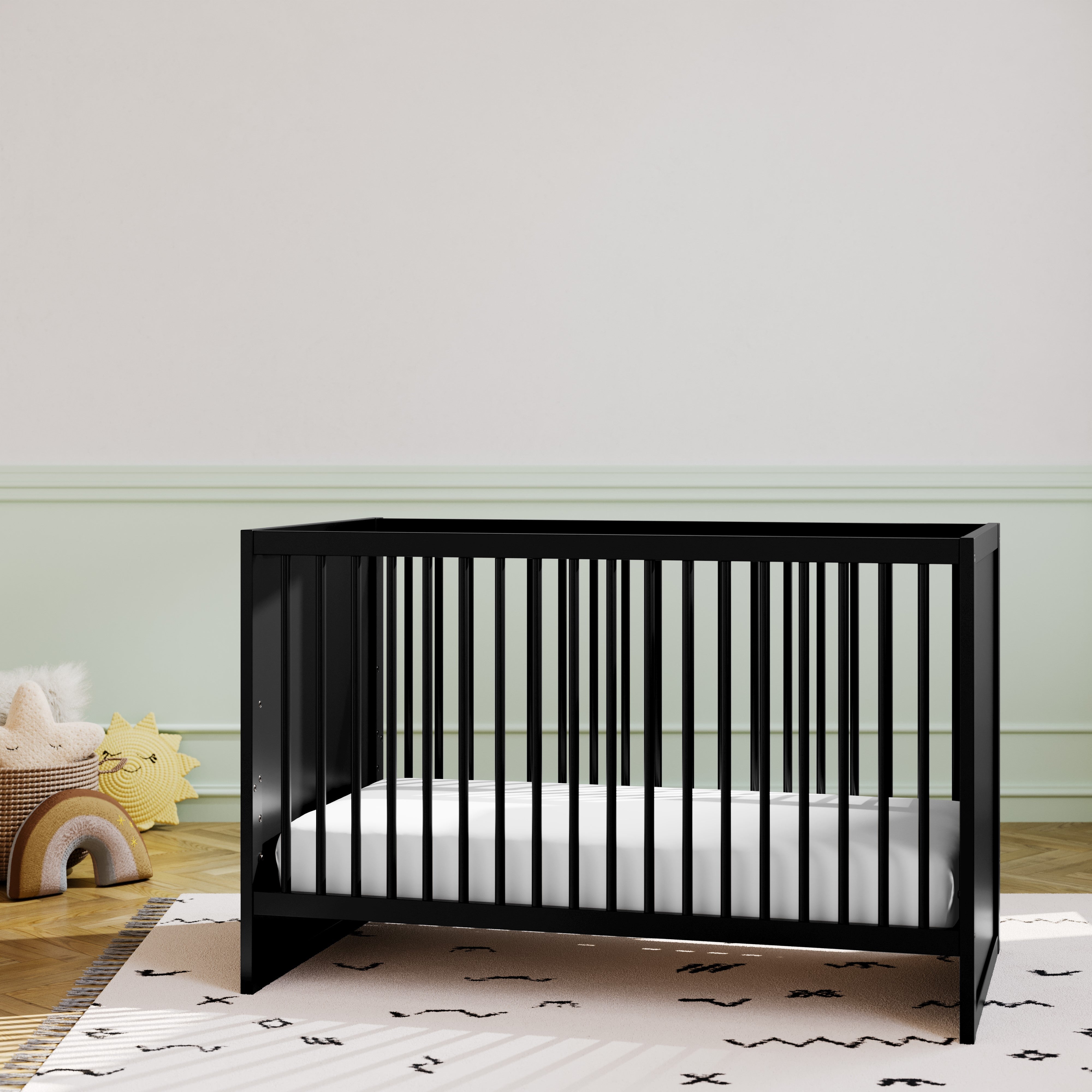 black crib in nursery