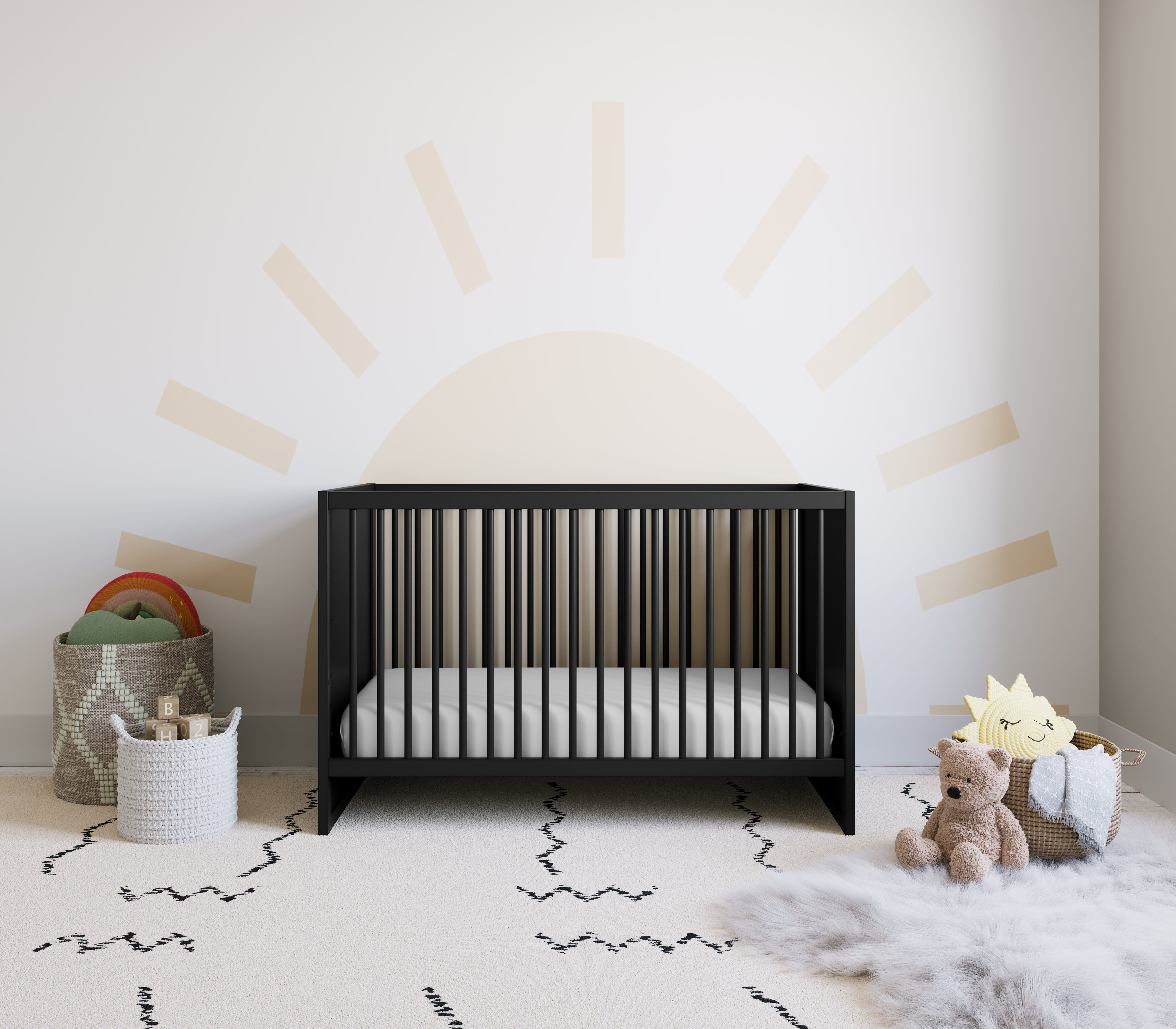 black crib in nursery
