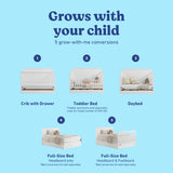 Sasha white crib with drawer conversions callout