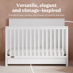Sasha white crib with drawer style callout