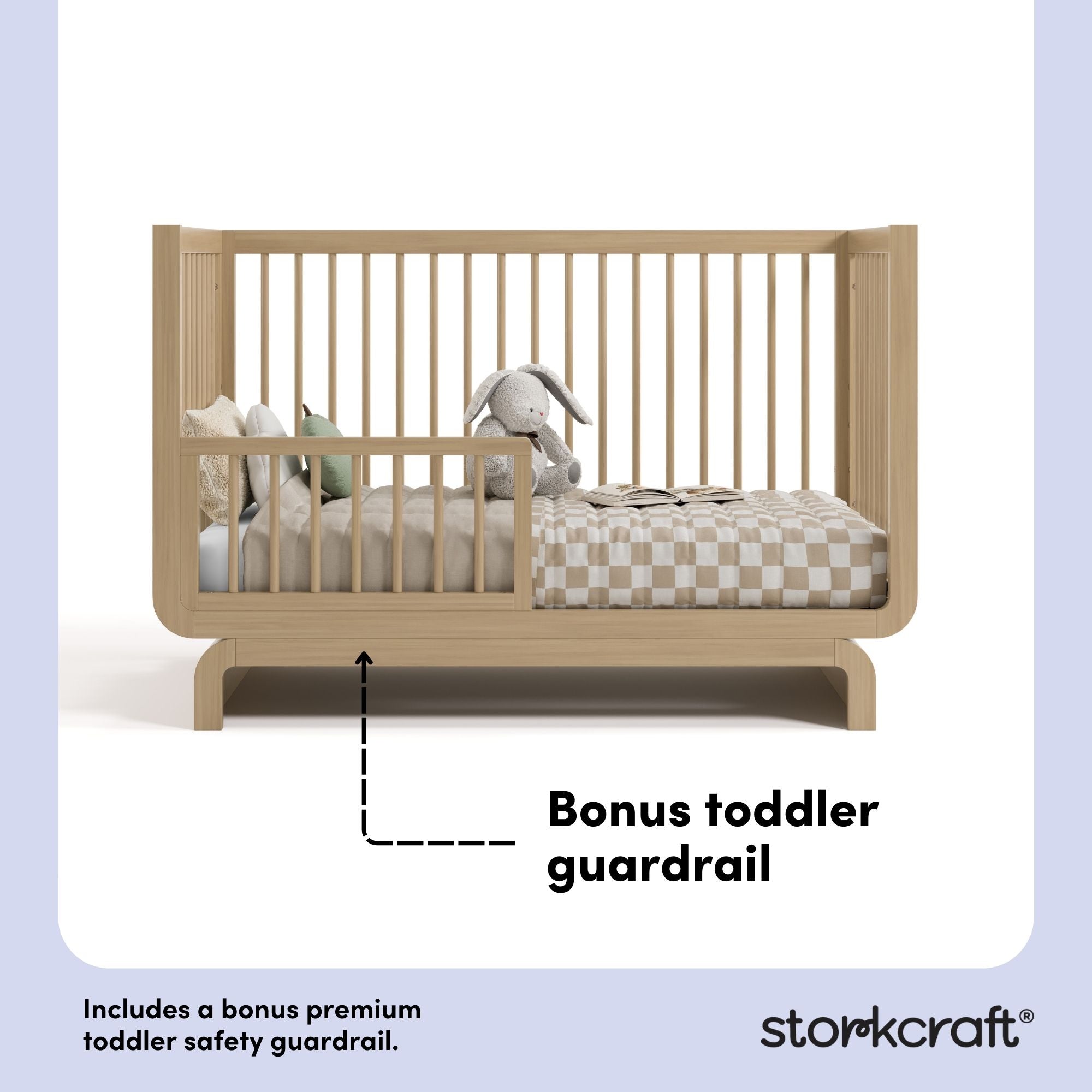 Santorini driftwood crib bonus toddler guardrail callout