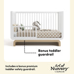 Santorini white with driftwood crib guardrail callout