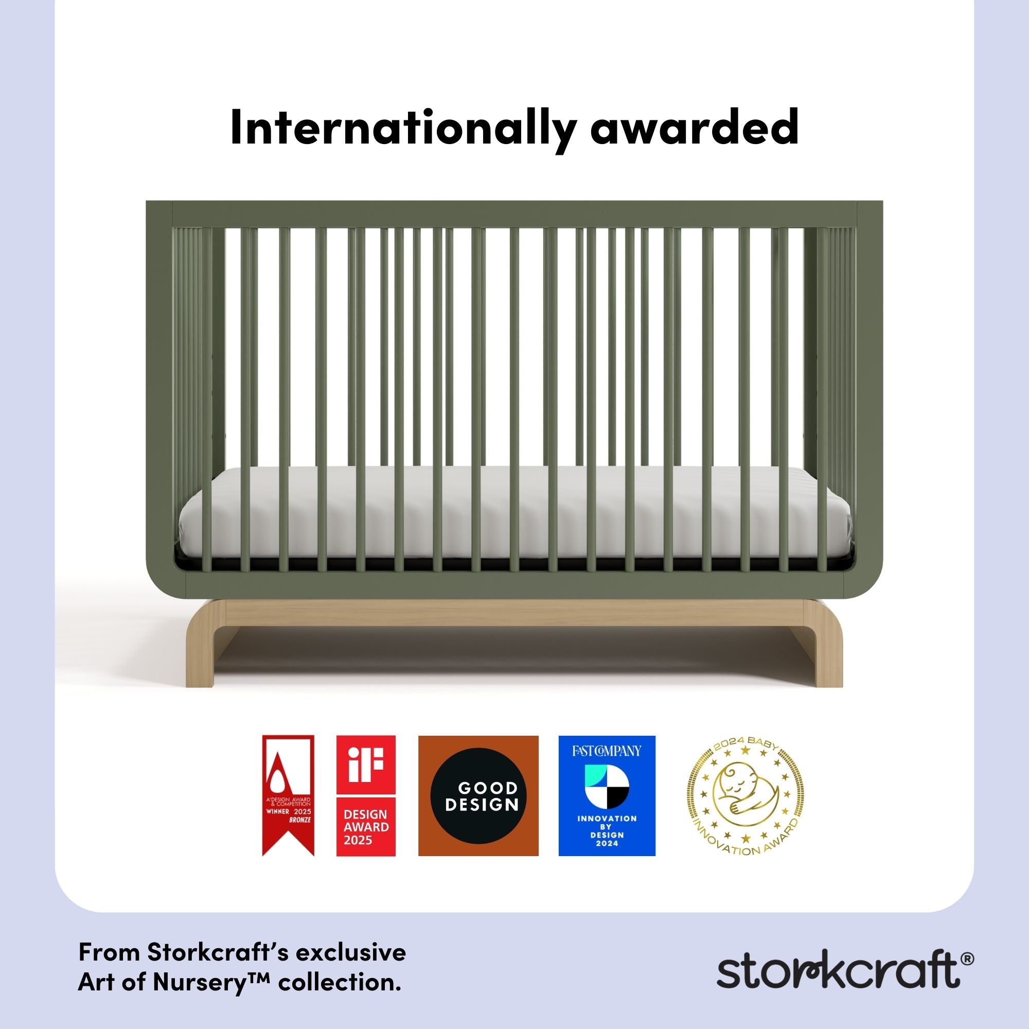 Santorini olive with driftwood crib awards callout