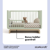 Santorini sage with driftwood crib bonus toddler guardrail callout
