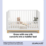 Santos white with natural toddler bed conversion callout