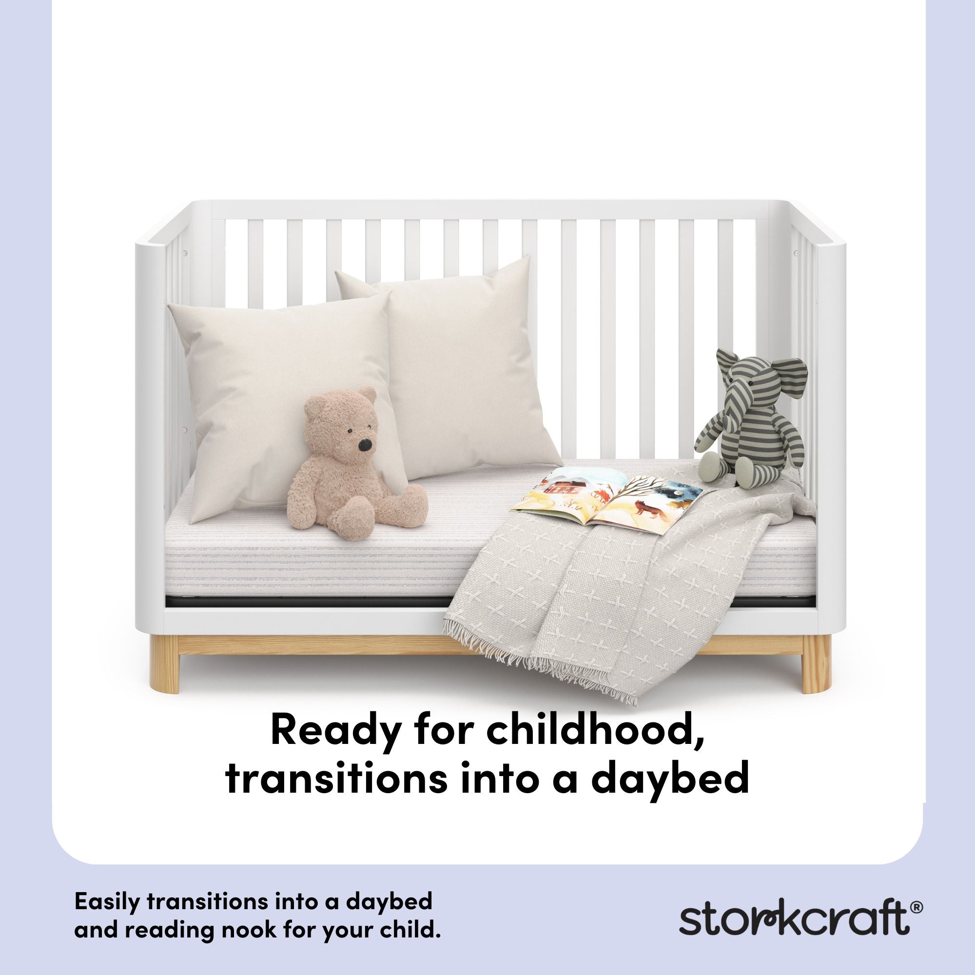 Santos white with natural daybed conversion callout