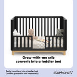 Santos black with natural toddler bed conversion callout