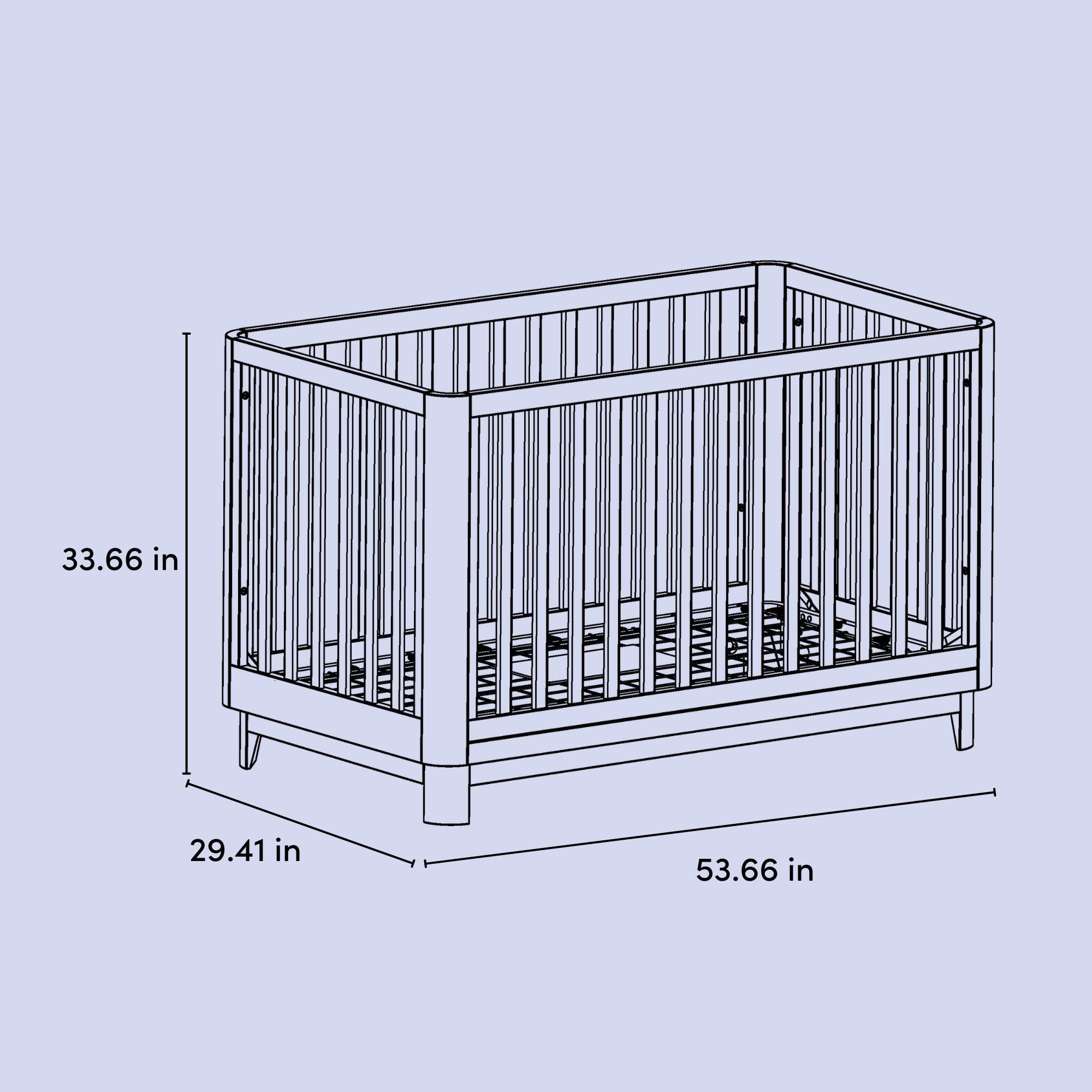Santos crib drawing with dimensions