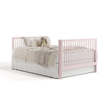 Casablanca blush crib with drawer converted to full-size bed with footboard