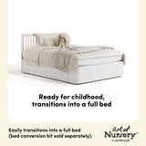 Casablanca blush crib with drawer full-size bed callout