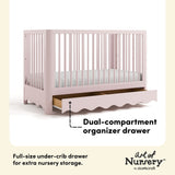 Casablanca blush crib with drawer storage drawer callout