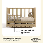 Casablanca driftwood crib with drawer guardrail callout