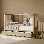 Casablanca driftwood crib with drawer converted to toddler bed