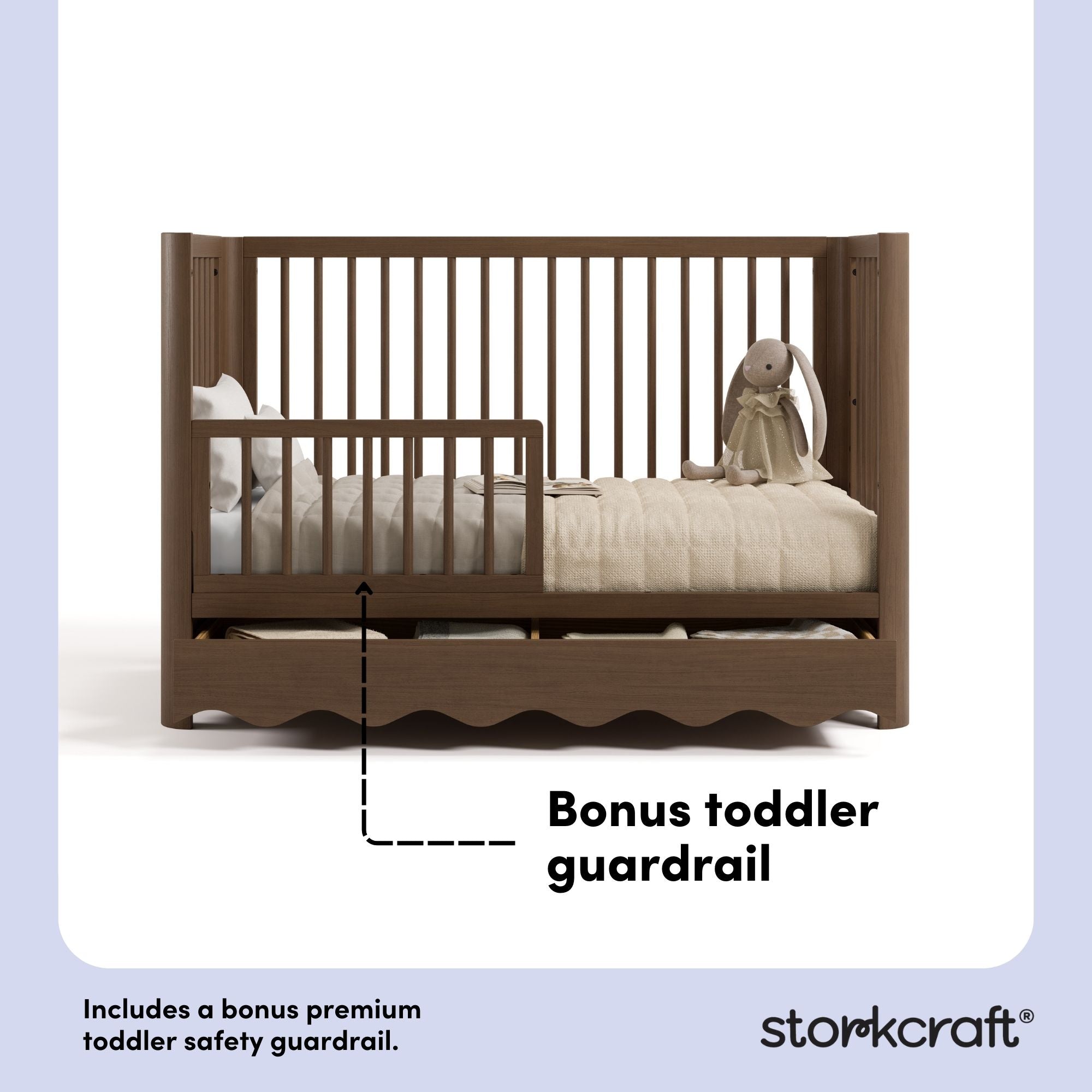 Casablanca hazelnut crib toddler guardrail callout