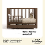 Casablanca hazelnut crib with drawer guardrail callout