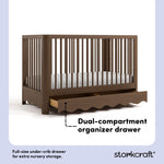 Casablanca hazelnut crib under-crib storage drawer callout