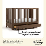 Casablanca hazelnut crib with drawer storage drawer callout