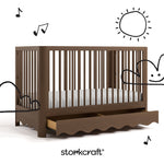 Caablanca hazelnut crib with black doodles overlaid on images