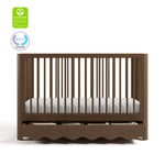 Casablanca hazelnut crib with drawer with GGG and PTPA logos on top left