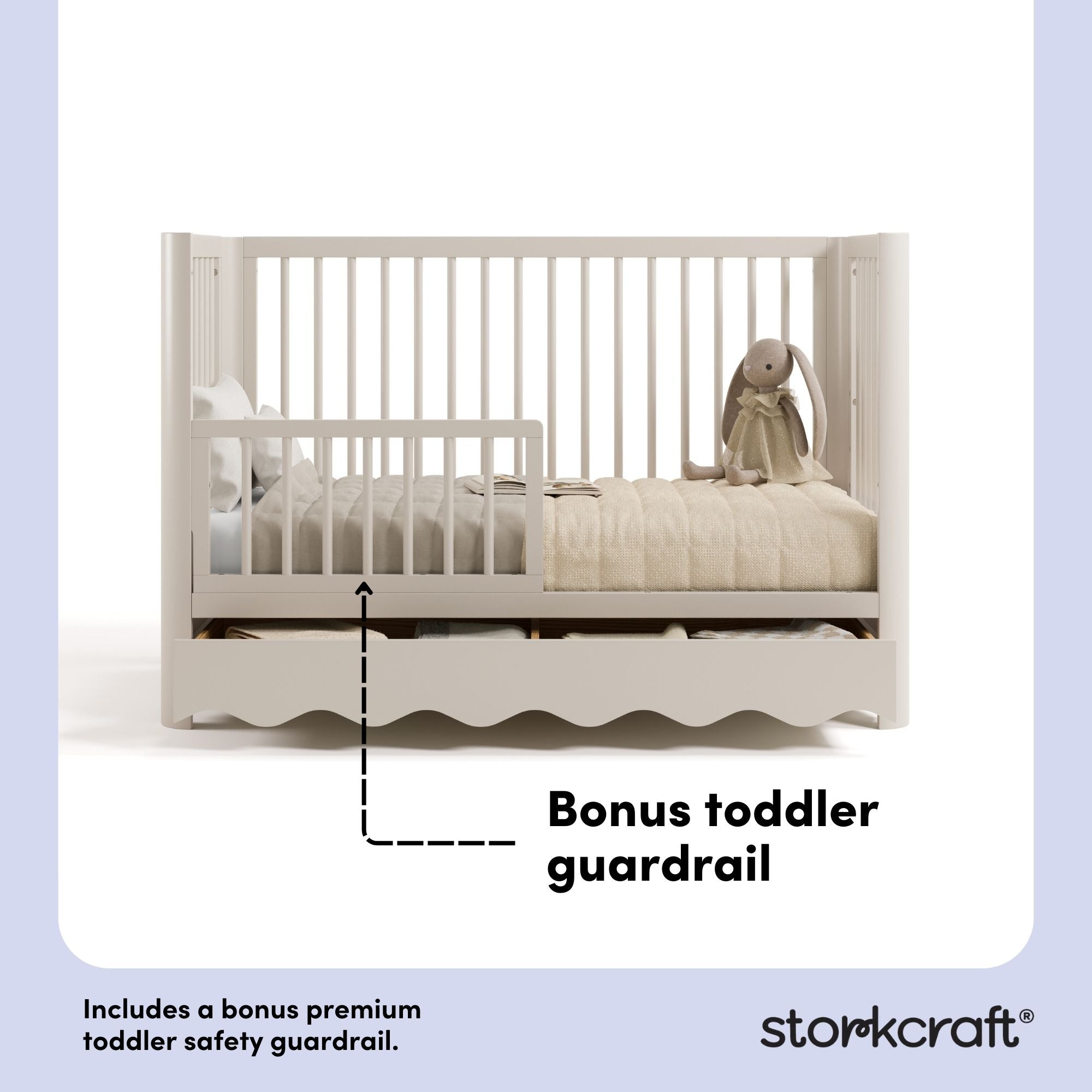 Casablanca frosted oat crib toddler guardrail callout