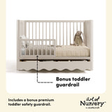 Casablanca frosted oat crib with drawer guardrail callout