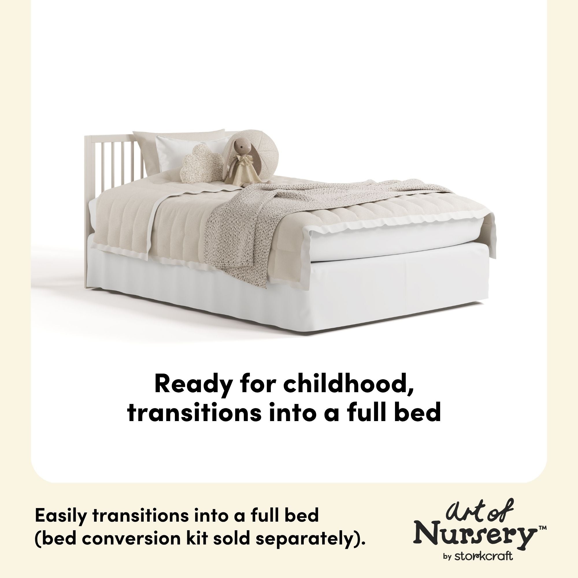 Casablanca frosted oat crib with drawer full-size bed callout