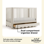 Casablanca frosted oat crib with drawer storage drawer callout