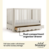 Casablanca frosted oat crib with drawer storage drawer callout
