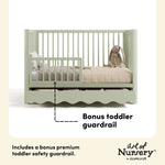 Casablanca sage crib with drawer guardrail callout