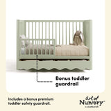 Casablanca sage crib with drawer guardrail callout