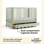 Casablanca sage crib with drawer storage drawer callout