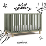 Sicily olive with driftwood crib with black doodles overlaid on image