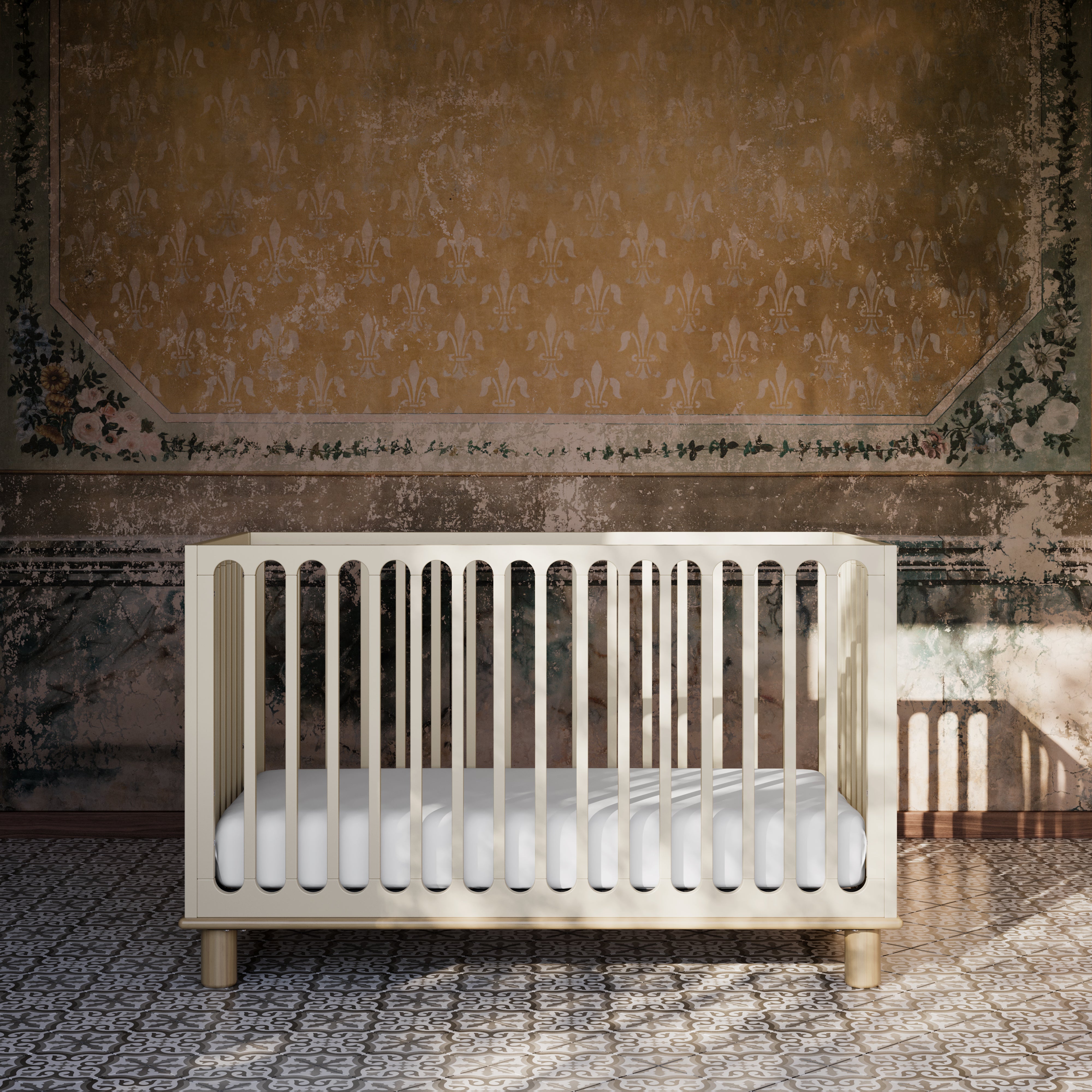 Sicily frosted oat with driftwood crib in a nursery