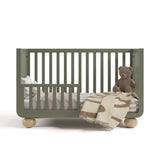 Amalfi olive with driftwood crib converted to toddler bed